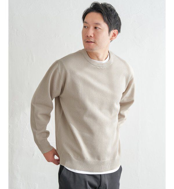 ikka「【洗濯機で洗える】GOKU楽ニットクルーインナーセット」|プルオーバー|ベージュ