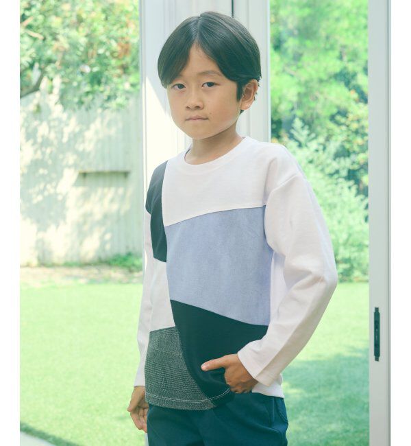 ikka kids「【親子おそろい】フェイクスエードブロックスロンT（120~160cm）」|Tシャツ・カットソー|