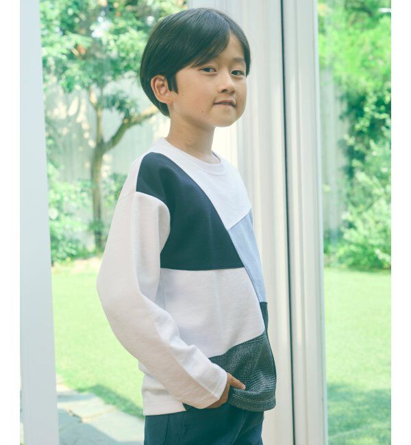 ikka kids「【親子おそろい】フェイクスエードブロックスロンT（120~160cm）」|Tシャツ・カットソー|