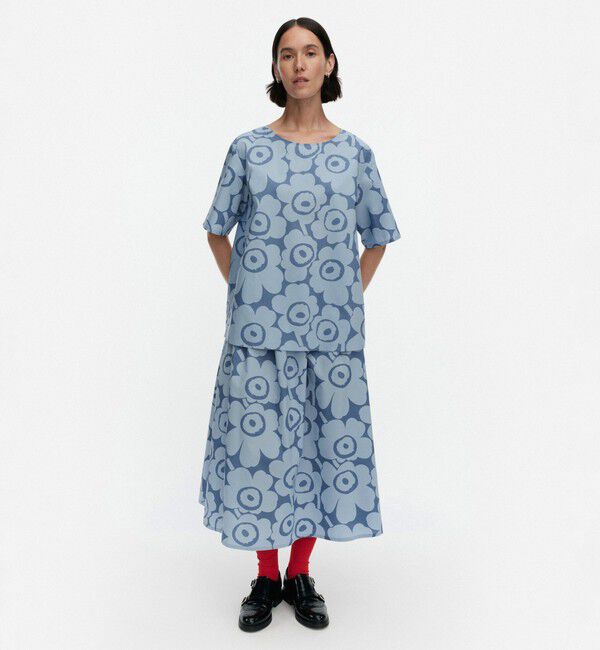 Marimekko「【アジア限定】Harso Unikko ブラウス」|シャツ・ブラウス|ﾗｲﾄﾌﾞﾙｰ&times;ﾗｲﾄﾌﾞﾙｰ