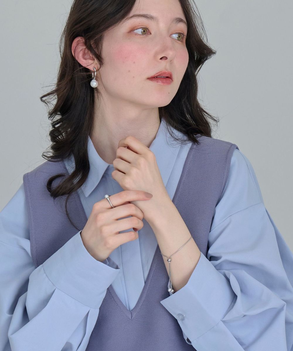 Phoebe「≪雑誌掲載≫【金属アレルギー対応】リップルパールフープピアス　シルバー/ステンレス」|ピアス|