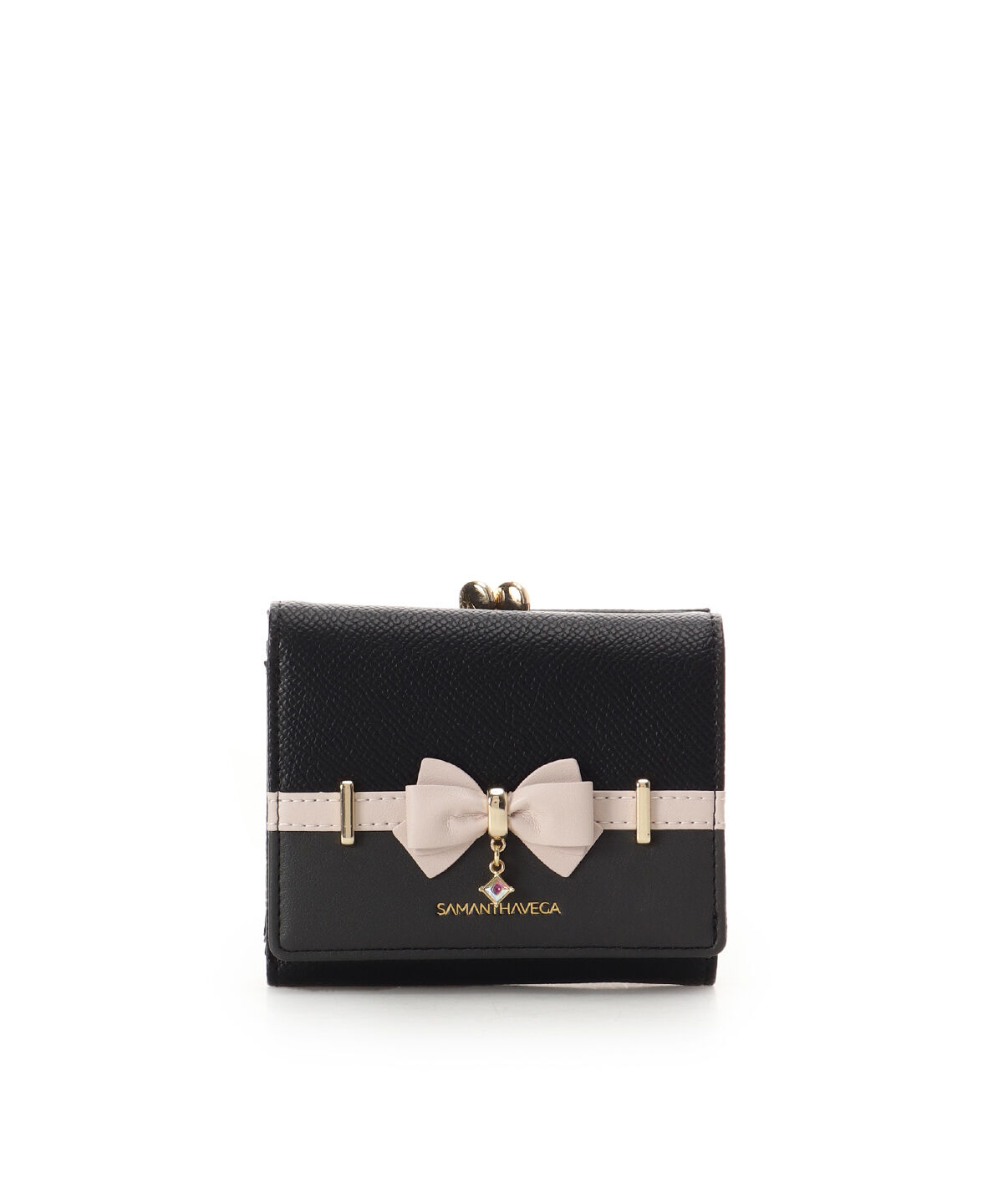Samantha Vega「バイカラーアクセントリボン折財布」|財布|ブラック