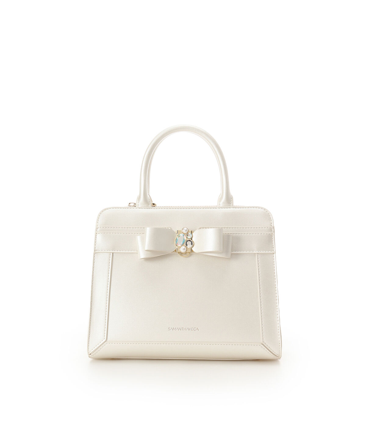 Samantha Vega「パールカラージュエルリボンハンドバッグ」|ハンドバッグ|ホワイト