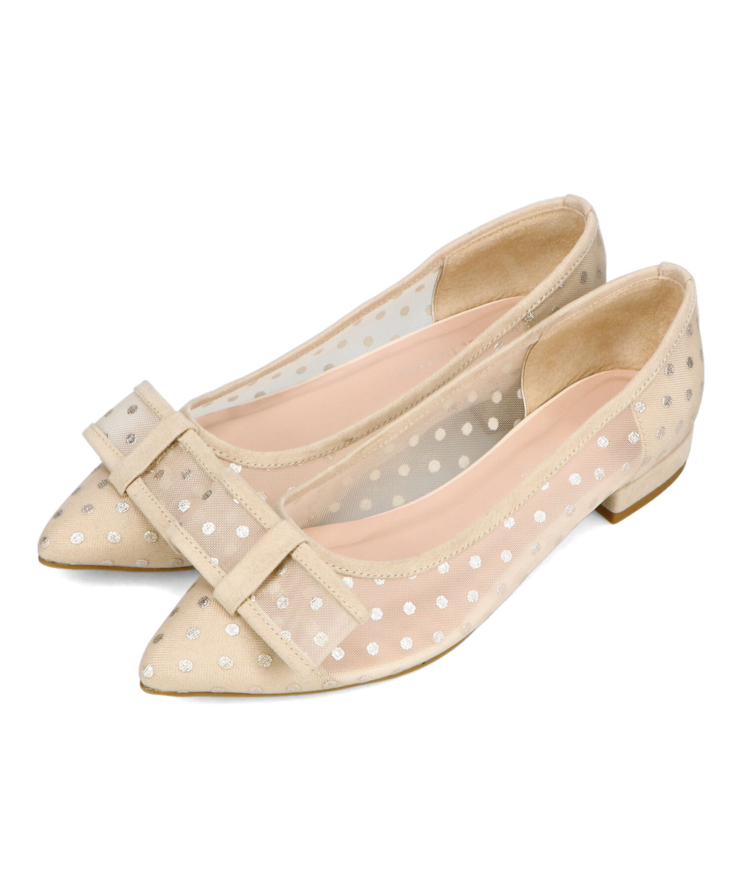 ORiental TRaffic「ドットチュールリボンフラットパンプス/51123 トレンド 人気 フラット フェミニン」|パンプス|