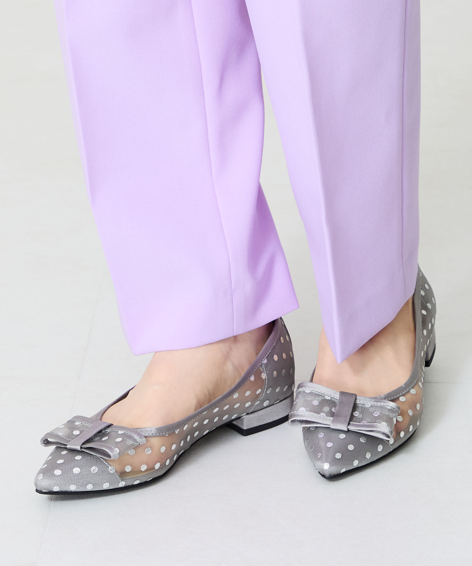 ORiental TRaffic「ドットチュールリボンフラットパンプス/51123 トレンド 人気 フラット フェミニン」|パンプス|