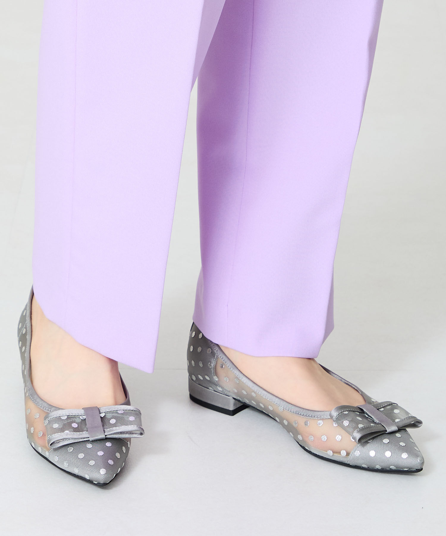 ORiental TRaffic「ドットチュールリボンフラットパンプス/51123 トレンド 人気 フラット フェミニン」|パンプス|