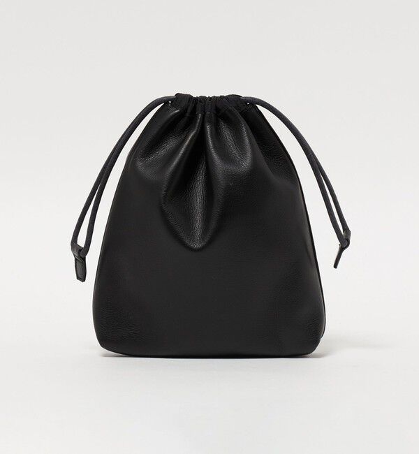 UNITED ARROWS「UNFINISHED LEATHER PURSE/アンフィニッシュドレザー 巾着バッグ」|その他|BLACK