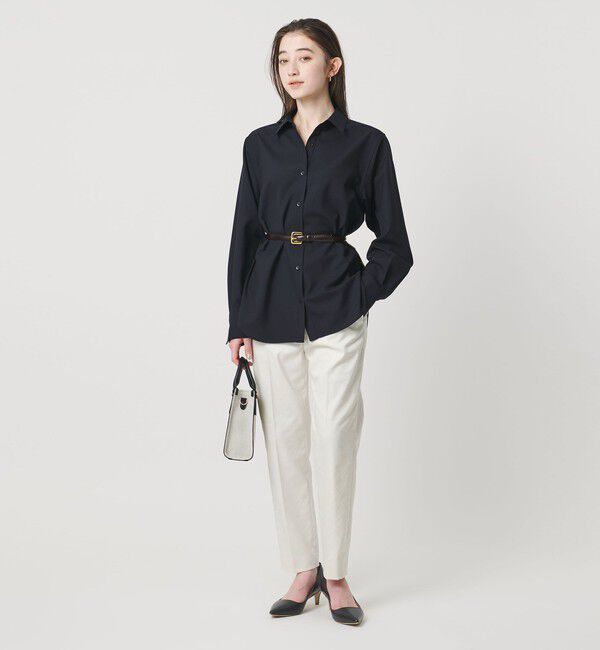 UNITED ARROWS「シャイニー スリム パンツ WHITE ‐ストレッチ ウォッシャブル‐」|スラックス|