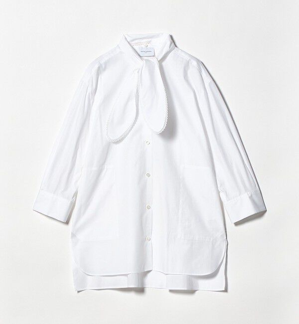 UNITED ARROWS「リボン ボウタイ チュニック シャツ」|シャツ・ブラウス|OFF WHITE