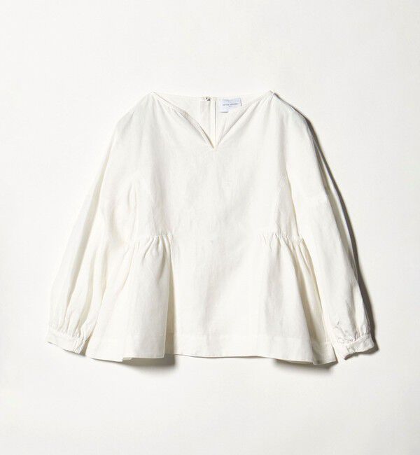 UNITED ARROWS「リネン スキッパー ペプラム ブラウス ‐ウォッシャブル‐」|シャツ・ブラウス|WHITE