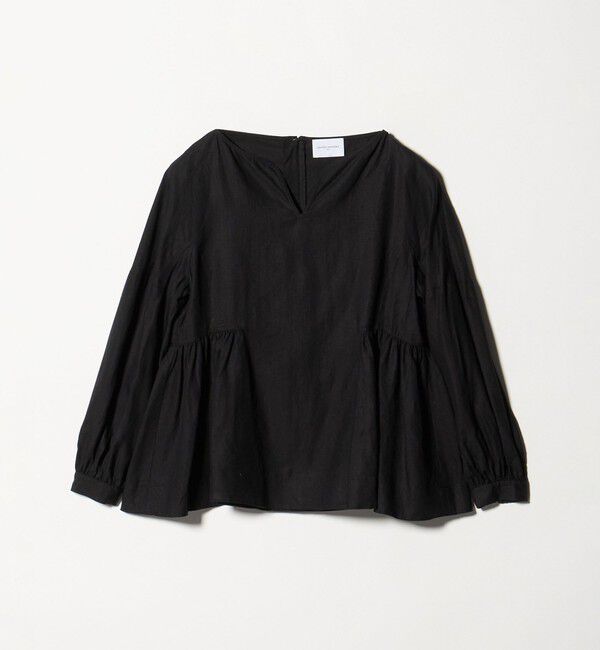 UNITED ARROWS「リネン スキッパー ペプラム ブラウス ‐ウォッシャブル‐」|シャツ・ブラウス|BLACK