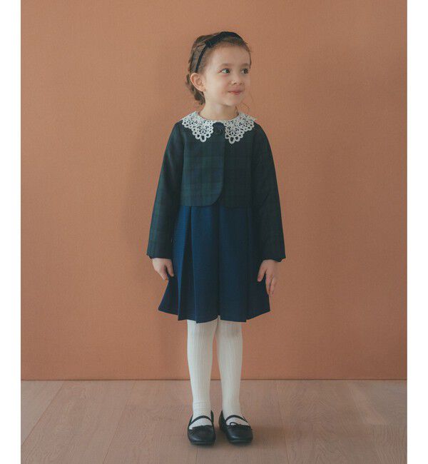 UNITED ARROWS green label relaxing「TRW ブラックウォッチ ボレロ / キッズ 110cm-130cm」|ノーカラージャケット|