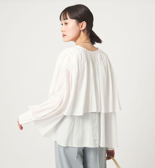 UNITED ARROWS green label relaxing「［size SHORTあり］ボイル レイヤー ギャザー ブラウス」|シャツ・ブラウス|