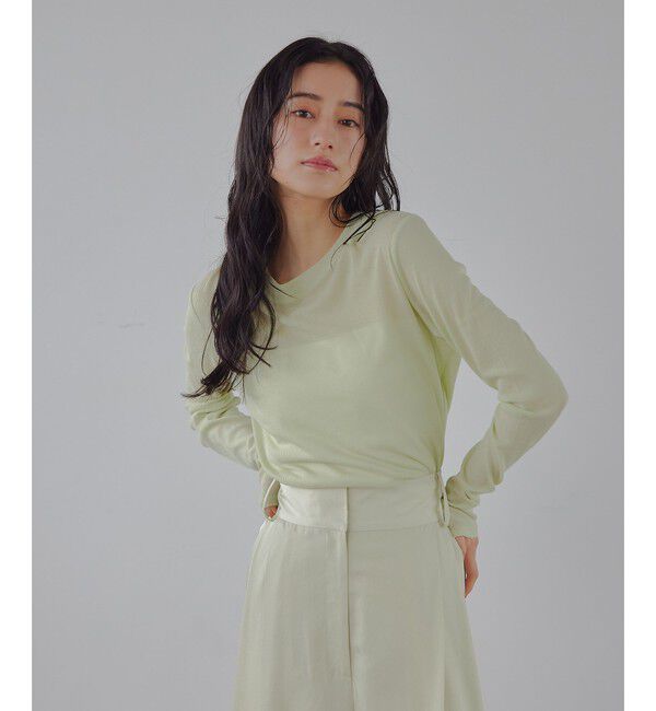 EMMEL REFINES「＜EMMEL REFINES＞EM テレコ クルーネック ロングスリーブ」|Tシャツ・カットソー|LIME