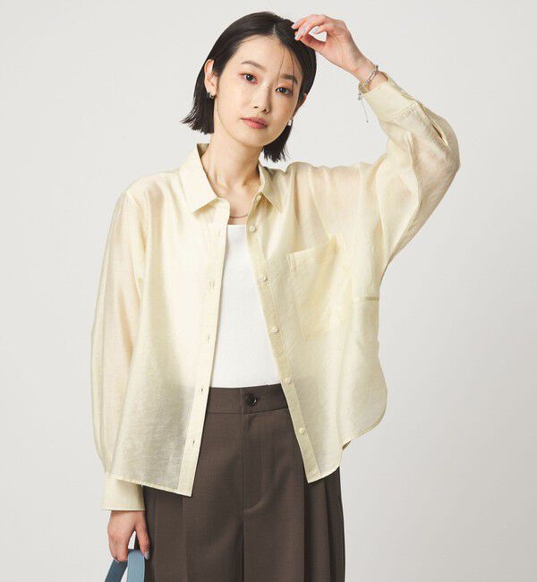 UNITED ARROWS green label relaxing「エアリー シアー ロングスリーブ シャツ ウォッシャブル 接触冷感」|シャツ・ブラウス|OFF WHITE