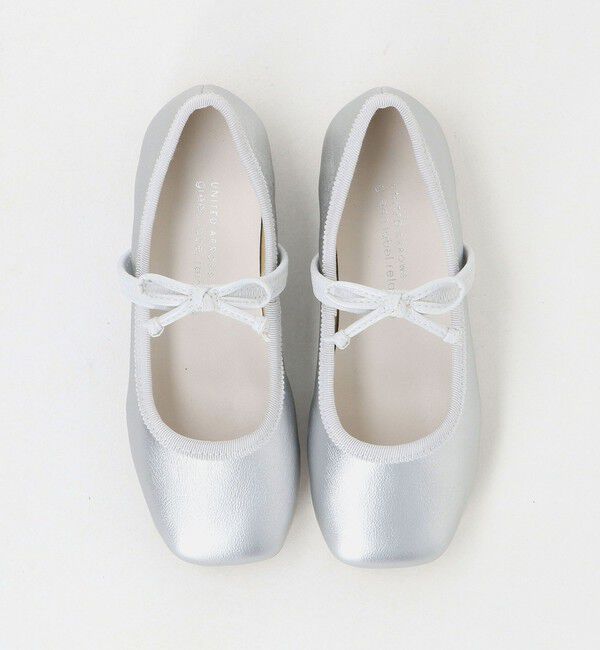 UNITED ARROWS green label relaxing「スクエアリボン フラットシューズ / キッズ  17cm-23cm」|バレエシューズ|SILVER