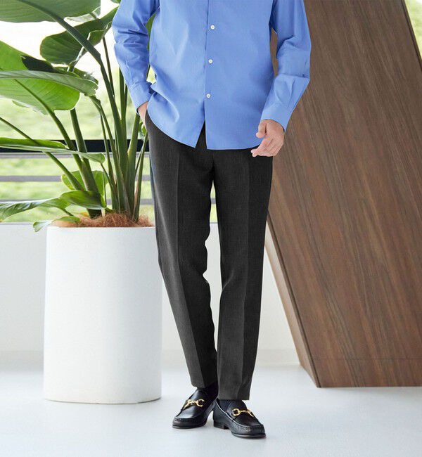 BEAUTY&YOUTH UNITED ARROWS「【WEB限定 WARDROBE SMART】LANATEC シャンブレー ノープリーツ パンツ」|スラックス|DK.GRAY