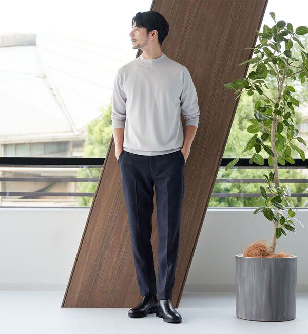 BEAUTY&YOUTH UNITED ARROWS「【WEB限定 WARDROBE SMART】LANATEC シャンブレー ノープリーツ パンツ」|スラックス|NAVY