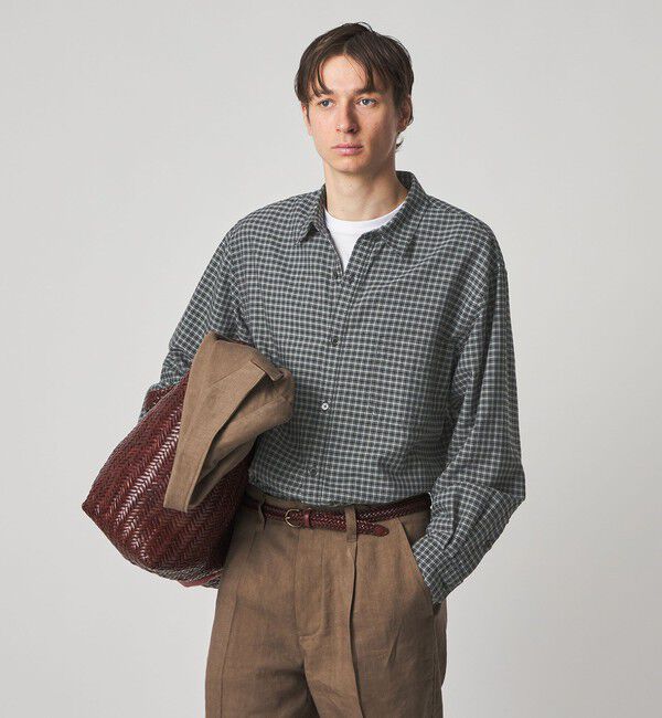 STEVEN ALAN「＜Steven Alan＞ ドレープ オックス チェック レギュラーカラー シャツ LOOSE」|シャツ・ブラウス|