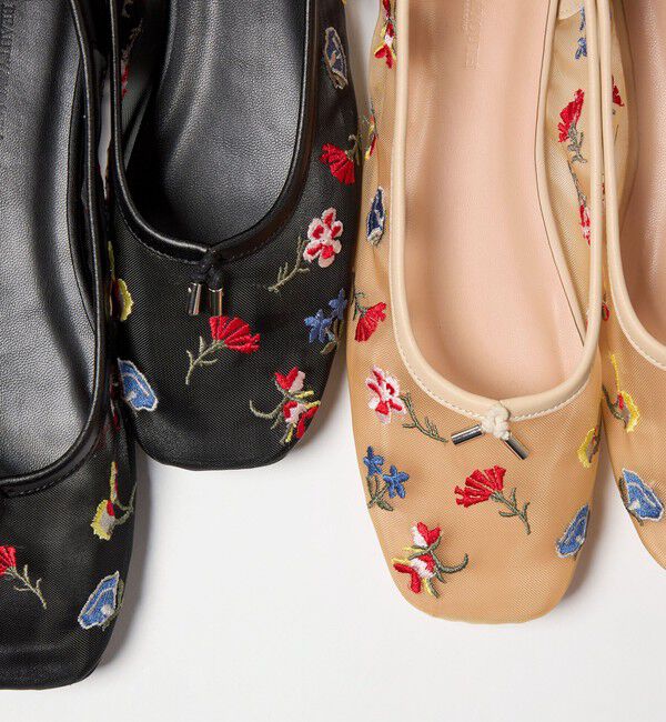 BEAUTY&YOUTH UNITED ARROWS「チュール フラワー エンブロイダリー バレエシューズ」|バレエシューズ|