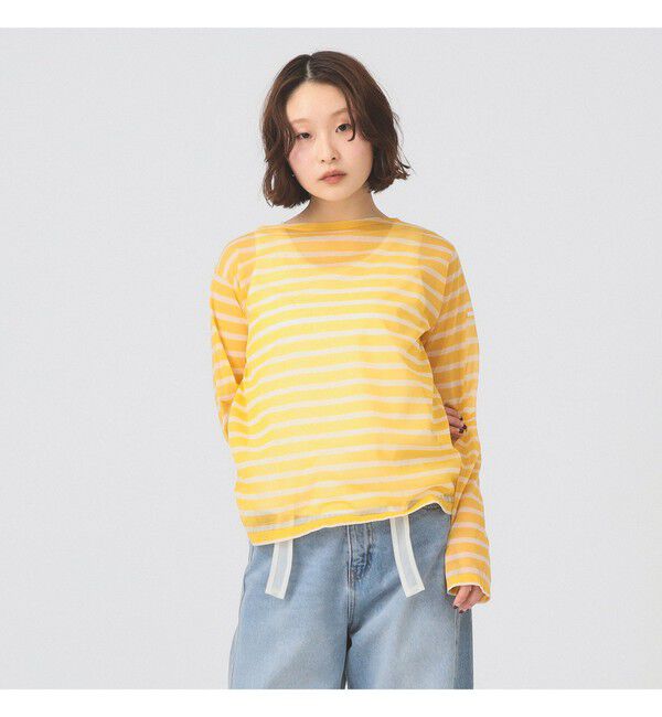 Ray BEAMS 「ORCIVAL / シースルー ボーダー ロングスリーブ カットソー」|Tシャツ・カットソー|
