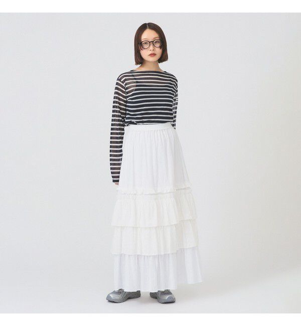 Ray BEAMS 「ORCIVAL / シースルー ボーダー ロングスリーブ カットソー」|Tシャツ・カットソー|