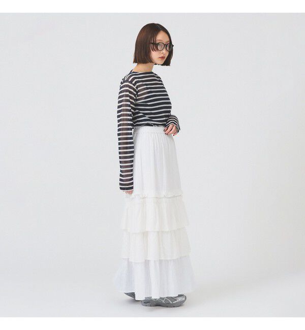 Ray BEAMS 「ORCIVAL / シースルー ボーダー ロングスリーブ カットソー」|Tシャツ・カットソー|