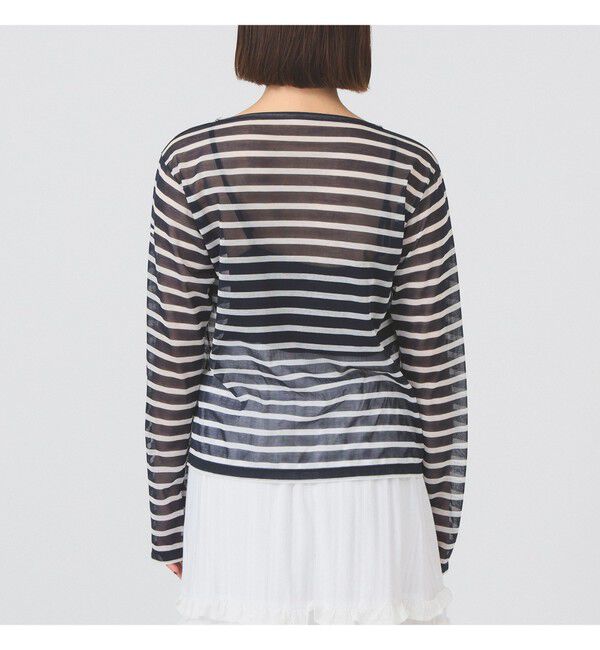 Ray BEAMS 「ORCIVAL / シースルー ボーダー ロングスリーブ カットソー」|Tシャツ・カットソー|