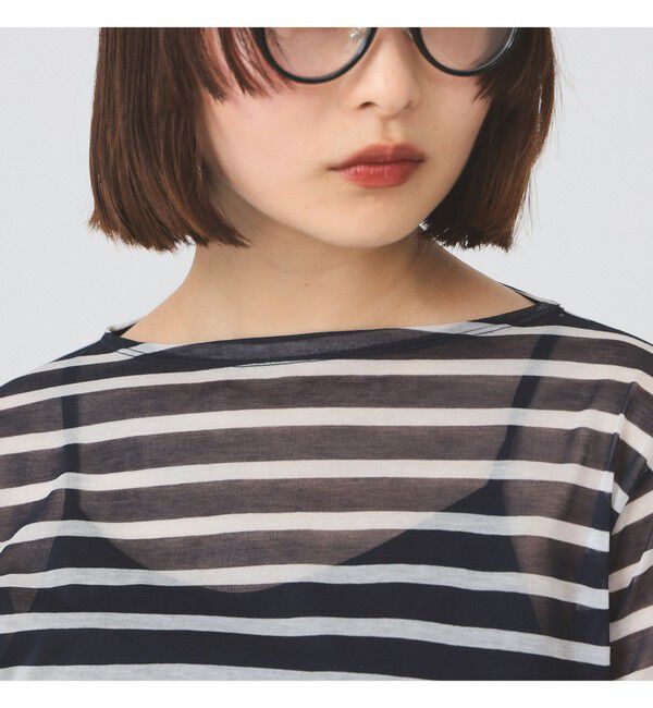 Ray BEAMS 「ORCIVAL / シースルー ボーダー ロングスリーブ カットソー」|Tシャツ・カットソー|