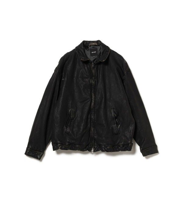 BEAMS「ユーズド加工 レザージップブルゾン」|ブルゾン・スタジャン|