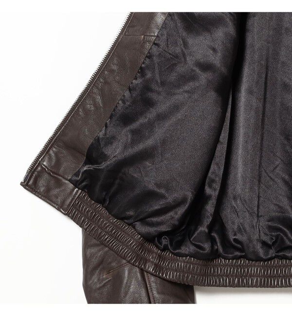 BEAMS「ユーズド加工 レザー ショートブルゾン」|ブルゾン・スタジャン|