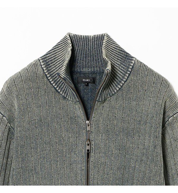 BEAMS「リラックスフィット フェード スタンド フルジップ ニット」|ニット・セーター|