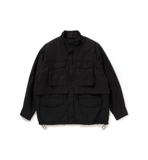 BEAMS「ワイドフィト バックサテン レイヤード M-65 ブルゾン」|ブルゾン・スタジャン|BLACK