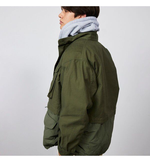 BEAMS「ワイドフィト バックサテン レイヤード M-65 ブルゾン」|ブルゾン・スタジャン|