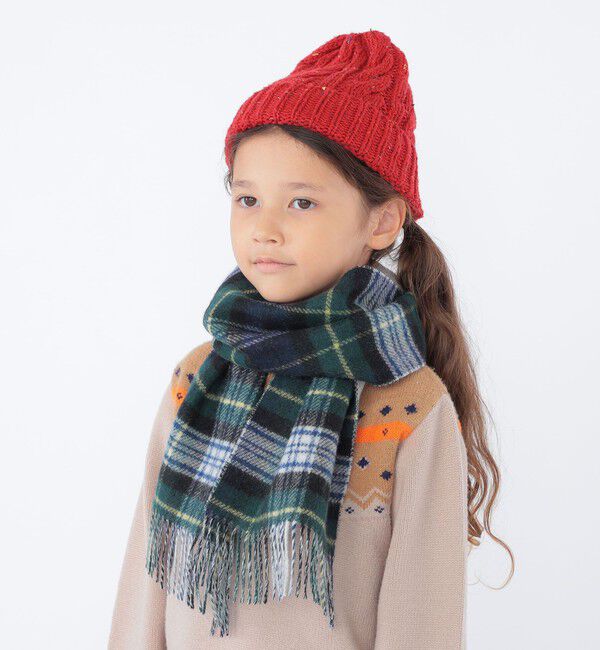 SHIPS KIDS「SHIPS KIDS:カシミヤ ダブルフェイス マフラー」|マフラー|グリーン