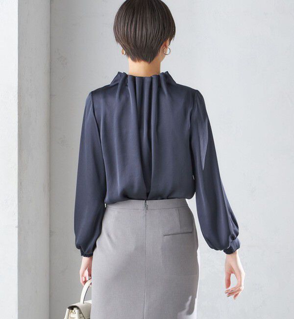 SHIPS for women「【一部WEB限定】〈手洗い可能〉ヴィンテージ サテン ネック ギャザー ブラウス」|シャツ・ブラウス|