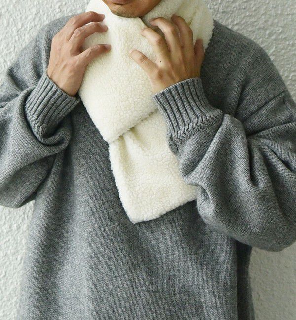 SHIPS any「【SHIPS any別注】TAION: 〈手洗い可能〉リバーシブル ボア ダウン マフラー◇」|マフラー|ブラック