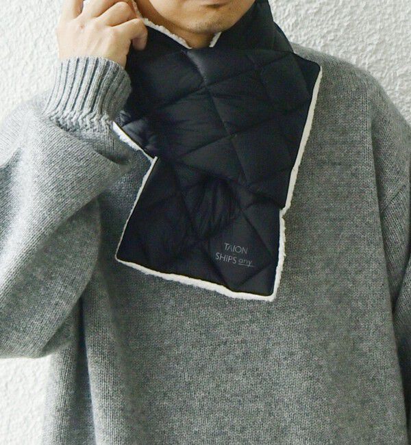 SHIPS any「【SHIPS any別注】TAION: 〈手洗い可能〉リバーシブル ボア ダウン マフラー◇」|マフラー|