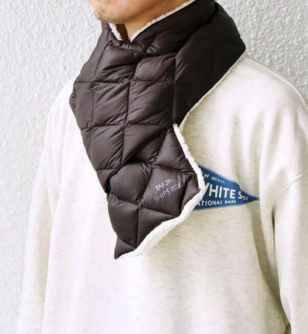 SHIPS any「【SHIPS any別注】TAION: 〈手洗い可能〉リバーシブル ボア ダウン マフラー◇」|マフラー|ブラウン