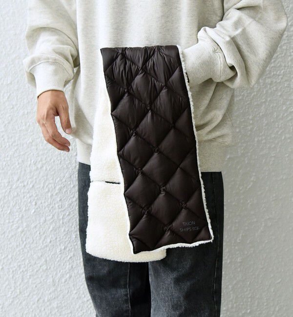 SHIPS any「【SHIPS any別注】TAION: 〈手洗い可能〉リバーシブル ボア ダウン マフラー◇」|マフラー|