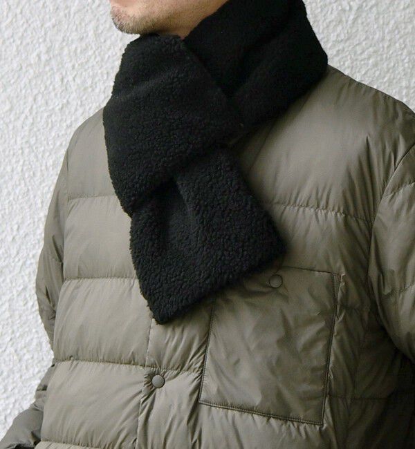 SHIPS any「【SHIPS any別注】TAION: 〈手洗い可能〉リバーシブル ボア ダウン マフラー◇」|マフラー|ダークオリーブ