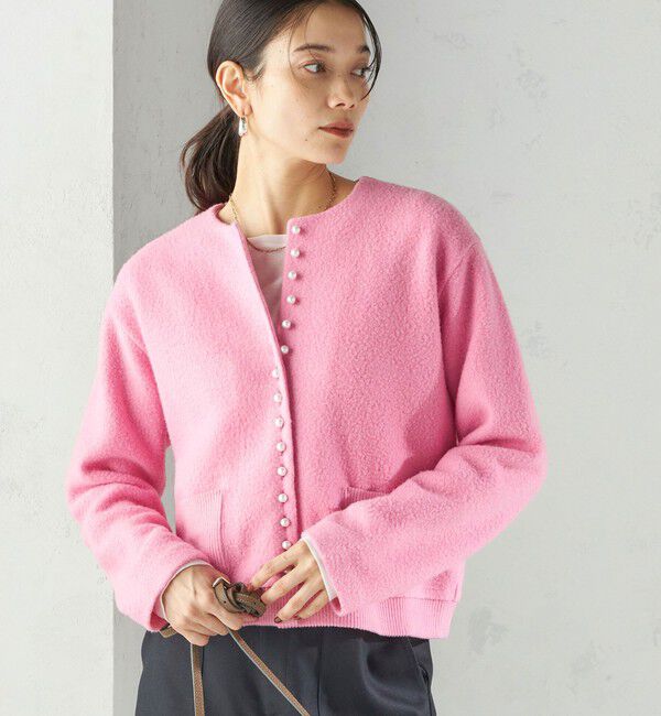 SHIPS for women「〈手洗い可能〉パール モチーフ ボタン ジャッカル カーディガン」|カーディガン|ピンク