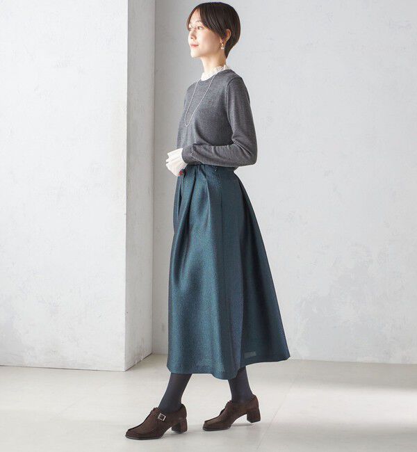 SHIPS for women「〈手洗い可能〉オーガンジー プリーツ ハイゲージ ニット」|ニット・セーター|