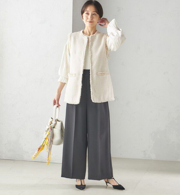 SHIPS for women「スラブ ツイード ロング ジレ（セレモニー対応可）」|ベスト・ジレ|