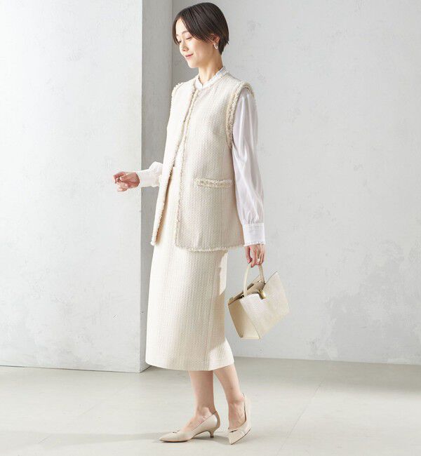 SHIPS for women「スラブ ツイード ロング ジレ（セレモニー対応可）」|ベスト・ジレ|