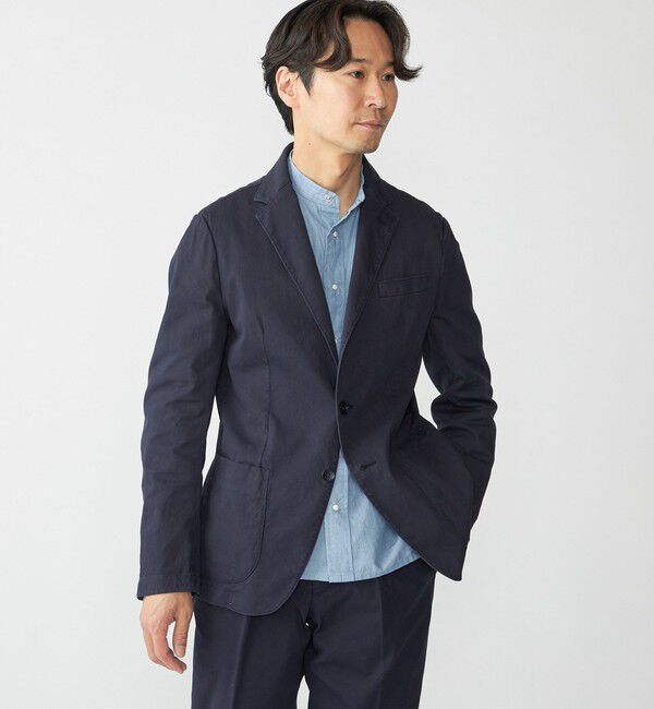 SHIPS「MARCEL LASSANCE:〈セットアップ対応〉G/DYED PIQUE JACKET」|テーラードジャケット|ネイビー