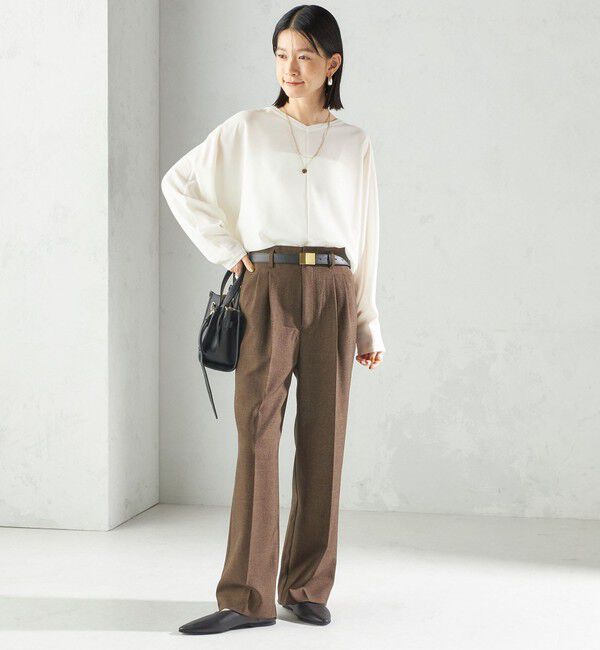 SHIPS for women「〈手洗い可能〉TUMUGITO(R) シャーク ツイード タック パンツ」|その他|