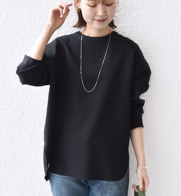 SHIPS for women「〈手洗い可能〉ガゼット デザイン ジョーゼット カットソー」|Tシャツ・カットソー|ブラック