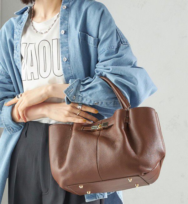 SHIPS for women「BEAURE: ヒネリ 金具付き バッグ」|トートバッグ|ブラウン
