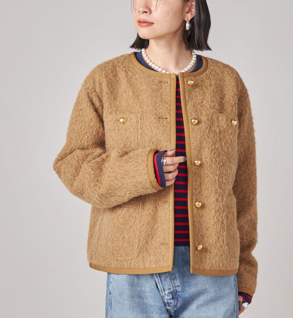 SHIPS for women「SHIPS NINE CASE: ノーカラー ジャケット」|ノーカラージャケット|ベージュ
